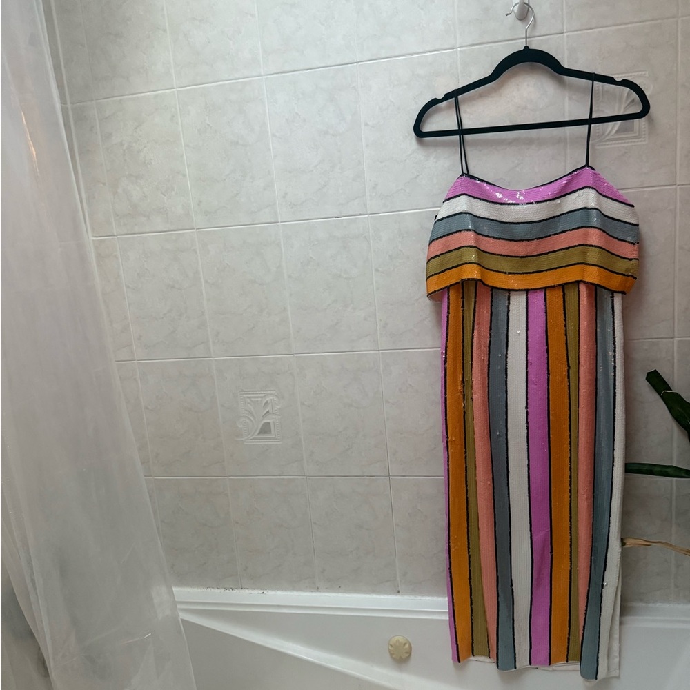 Veronica Beard Multi Color Sequin Dress with thin black straps